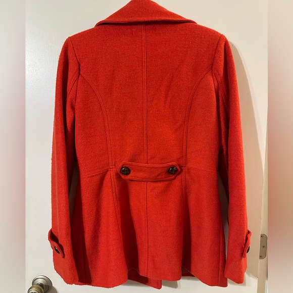 Wool blend red orange Peacoat size M - Picture 8 of 8
